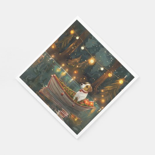 Jack Russell Weihnachtsreise Serviette (Ecke)