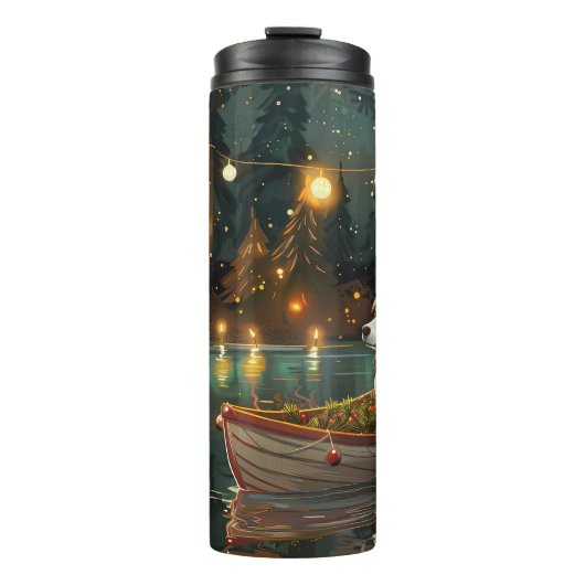 Jack Russell Weihnachtsreise Thermosbecher (Vorderseite)