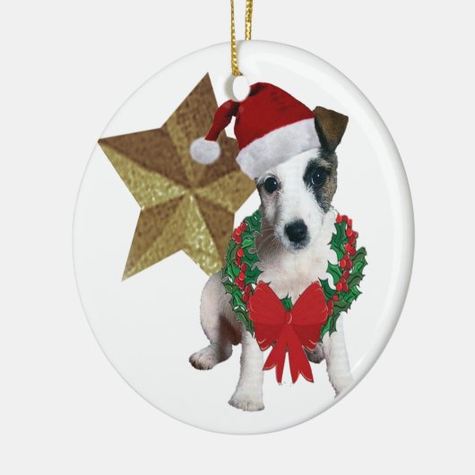 Jack Russell Weihnachtsstern Keramik Ornament (Links)