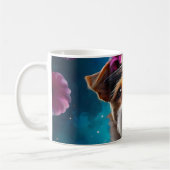 Jack Russell, weißer Hut, rosa Blume Kaffeetasse (Links)