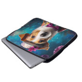Jack Russell, weißer Hut, rosa Blume Laptopschutzhülle (Vorne Knopf)