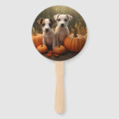 Jack Russell Welpe Autumn Delight Pumpkin Fächer (Vorderseite)