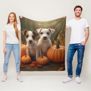 Jack Russell Welpe Autumn Delight Pumpkin Fleecedecke