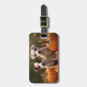 Jack Russell Welpe Autumn Delight Pumpkin Gepäckanhänger (Vorderseite vertikal)