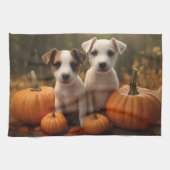 Jack Russell Welpe Autumn Delight Pumpkin Geschirrtuch (Horizontal)
