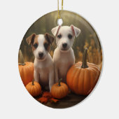 Jack Russell Welpe Autumn Delight Pumpkin Keramik Ornament (Links)