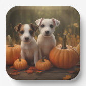Jack Russell Welpe Autumn Delight Pumpkin Pappteller (Vorderseite)