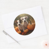Jack Russell Welpe Autumn Delight Pumpkin Runder Aufkleber (Umschlag)