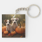 Jack Russell Welpe Autumn Delight Pumpkin Schlüsselanhänger (Rückseite)