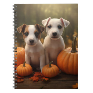 Jack Russell Welpe Herbstfreude Kürbis Notizblock