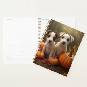 Jack Russell Welpe Herbstfreude Kürbis  Planer
