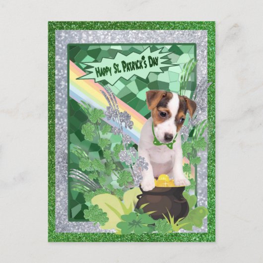 Jack Russell Welppy Number 1 Happy St Patricks Day Postkarte (Vorderseite)
