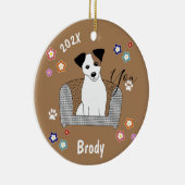Jack Russell Xmas Keramik Ornament (Rechts)