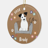 Jack Russell Xmas Keramik Ornament (Links)