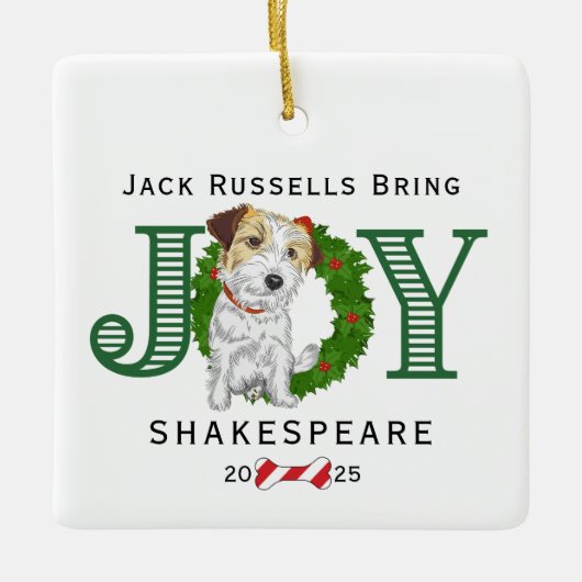 Jack Russells bringt Freude Keramikornament (Vorderseite)