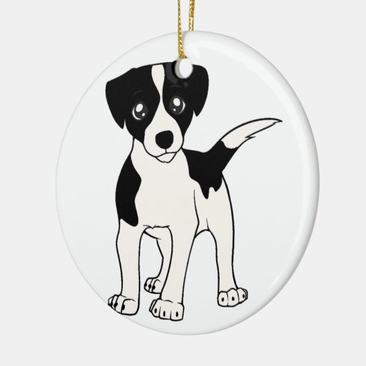 Jack-RussellTerrier schwarzer Cartoon Keramik Ornament (Links)