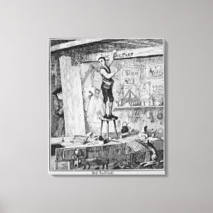 Jack schnitzt seinen Namen auf einem Strahl im Leinwanddruck