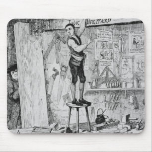 Jack schnitzt seinen Namen auf einem Strahl im Mousepad