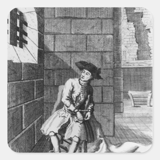 Jack Shepperd im Gefängnis Newgate, 1724 Quadratischer Aufkleber (Vorderseite)