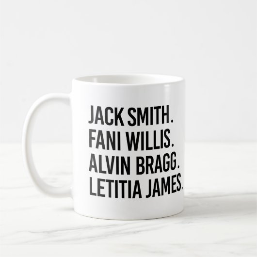 Jack Smith Fani Willis Alvin Bragg Letitia James Kaffeetasse (Links)