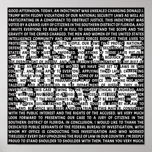 Jack Smith gegen Trump Ankündigung politischen Zit Poster (Vorne)