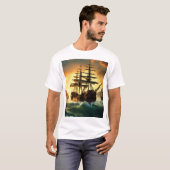 Jack Spatschiff Segelboot in den Goldenen Horizont T-Shirt (Vorne ganz)