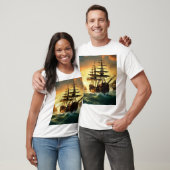 Jack Spatschiff Segelboot in den Goldenen Horizont T-Shirt (Unisex)