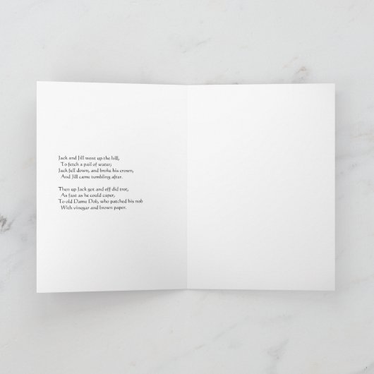 Jack und Jill gingen hinauf zum Kinderzimmer Rhyme Karte (Innenseite)