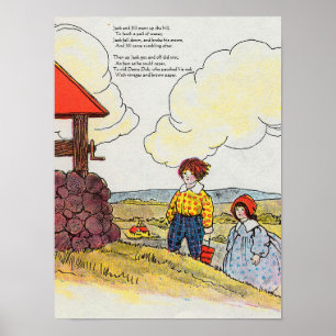 Jack und Jill gingen hinauf zum Kinderzimmer Rhyme Poster