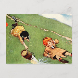 Jack und Jill purzeln den Hügel hinunter Postkarte
