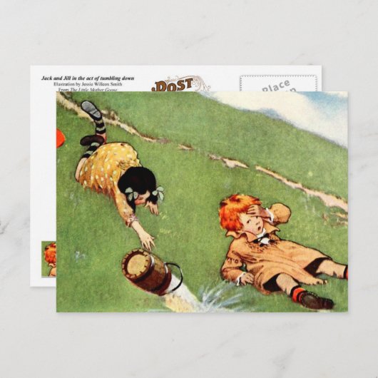 Jack und Jill stürzen den Hügel hinab Postkarte (Vorne/Hinten)