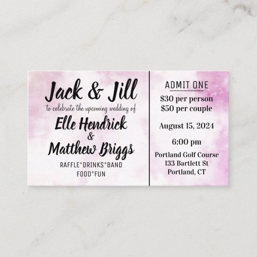 Jack und Jill Tickets (Vorderseite)