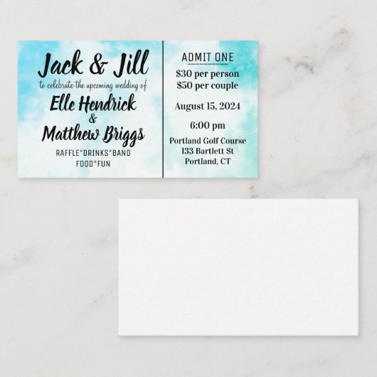 Jack und Jill Tickets (Vorne/Hinten)