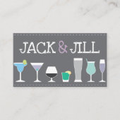 Jack- und Jill-Tickets - Bar Drinks in Grau Visitenkarte (Vorderseite)