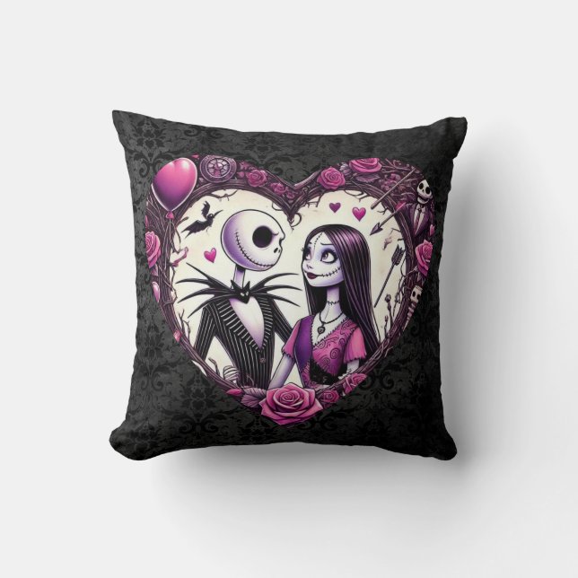 Jack und Sally Goth Valentine Kissen (Vorderseite)