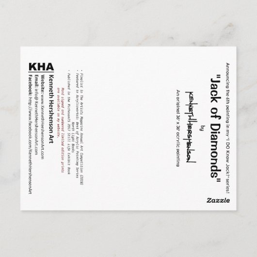 Jack von Diamanten, Postkarte (Rückseite)