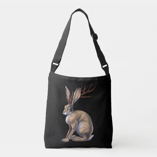 Jackalope Cryptid Animal Tragetaschen Mit Langen Trägern (Vorderseite)