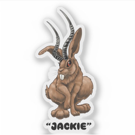 Jackalope "Jackie" Cryptid Aufkleber (Vorderseite)