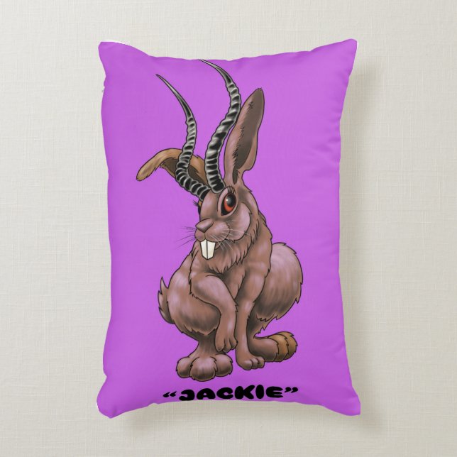 Jackalope "Jackie" Cryptid Dekokissen (Vorderseite(Vertikal))