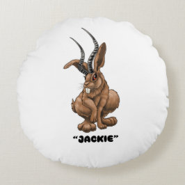 Jackalope "Jackie" Cryptid Rundes Kissen