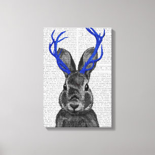 Jackalope mit blauen Antlern Leinwanddruck