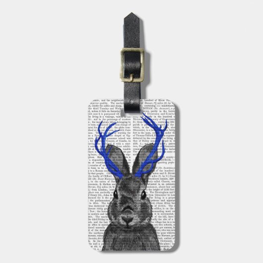 Jackalope mit Blue Antlers Gepäckanhänger (Vorderseite vertikal)