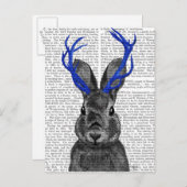 Jackalope mit Blue Antlers Postkarte (Vorne/Hinten)