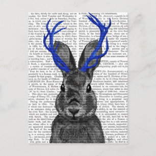 Jackalope mit Blue Antlers Postkarte
