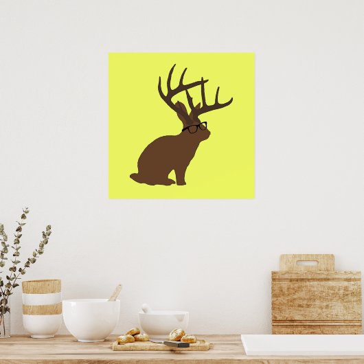 Jackalope mit Brillenposter Poster (Küche)