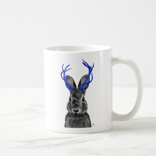 Jackalope mit den blauen Geweihen Kaffeetasse (Rechts)