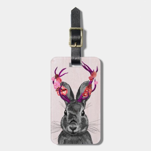 Jackalope mit rosa Antler 2 Gepäckanhänger (Vorderseite vertikal)