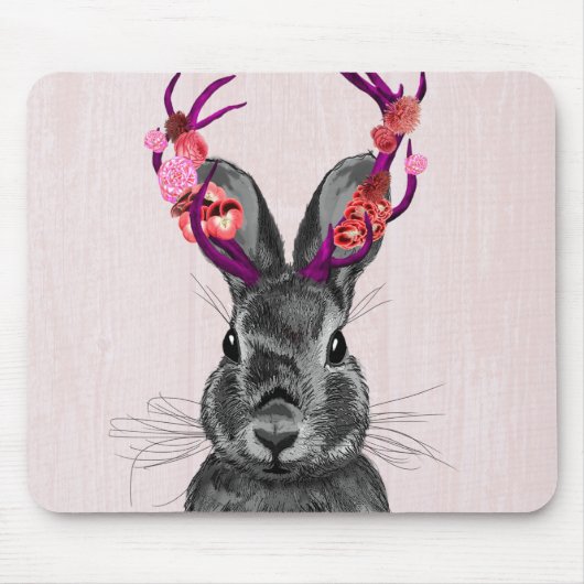 Jackalope mit rosa Antler 2 Mousepad (Vorne)