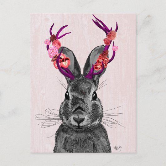 Jackalope mit rosa Antler 2 Postkarte (Vorderseite)