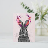 Jackalope mit rosa Antler 2 Postkarte (Stehend Vorderseite)